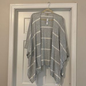 Loft wrap/poncho open sweater. Gray and white stripped. One size.
